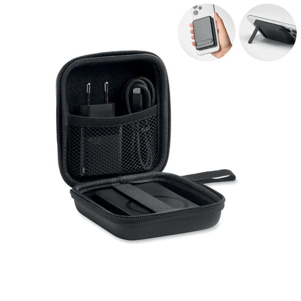 Set di powerbank da 5000mAh Nero - personalizzabile con logo