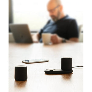 Set di speaker con doppia ricarica a induzione nero - personalizzabile con logo