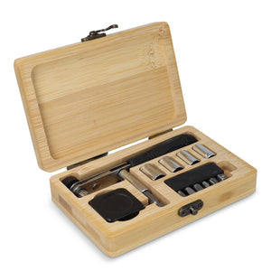 Set di utensili da 13 pezzi in scatola di bambù FSC natural - personalizzabile con logo