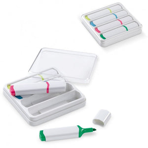 Set evidenziatori 4 pezzi Bianco - personalizzabile con logo