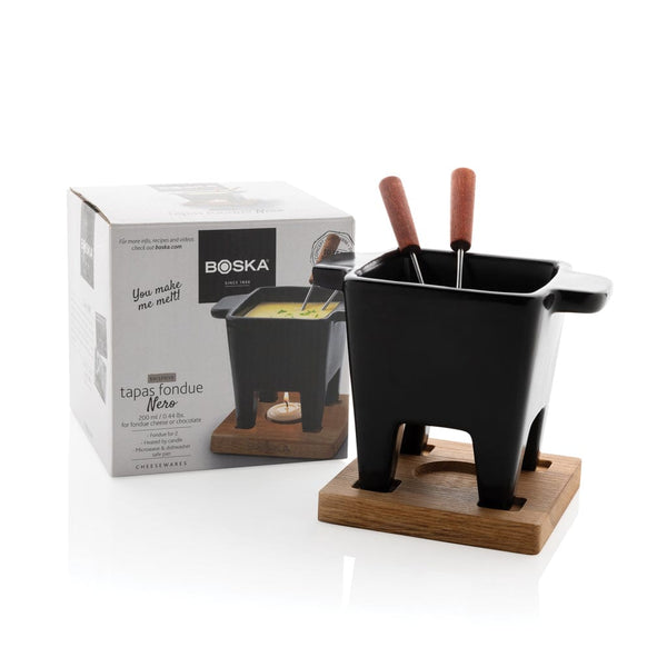 Set fonduta BOSKA Tapas, nero nero - personalizzabile con logo