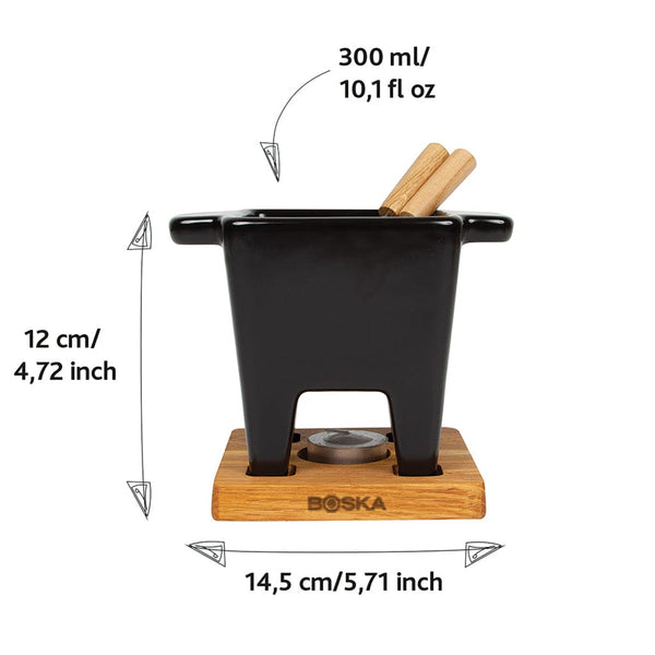 Set fonduta BOSKA Tapas, nero nero - personalizzabile con logo