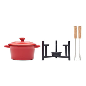 Set fonduta in ceramica 300 ml Rosso - personalizzabile con logo