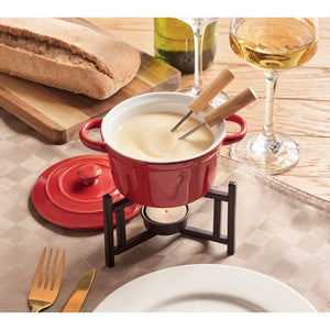 Set fonduta in ceramica 300 ml Rosso - personalizzabile con logo