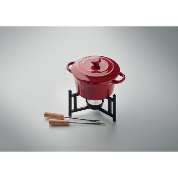 Set fonduta in ceramica 300 ml Rosso - personalizzabile con logo