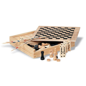 Set giochi 4in1 in legno beige - personalizzabile con logo