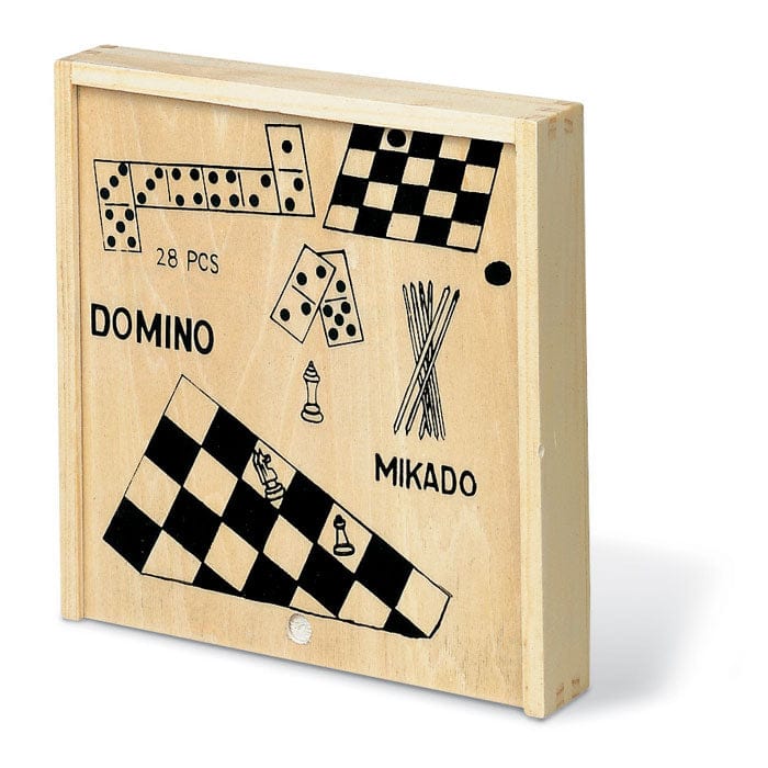 Set giochi 4in1 in legno beige - personalizzabile con logo