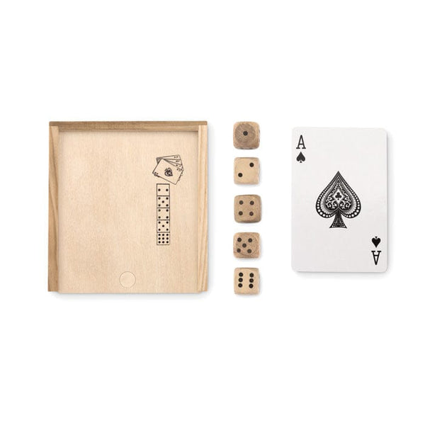 Set gioco carte e dadi beige - personalizzabile con logo