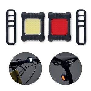 Set luci per bici ricaricabile Nero - personalizzabile con logo