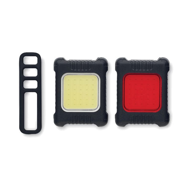 Set luci per bici ricaricabile Nero - personalizzabile con logo