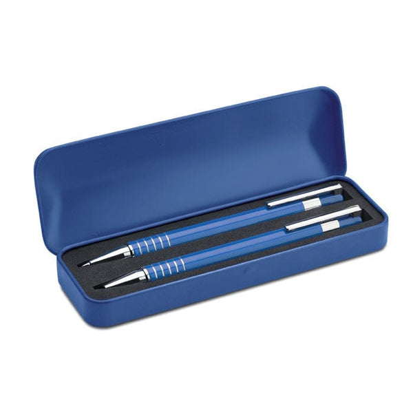Set penna a sfera e matita blu - personalizzabile con logo