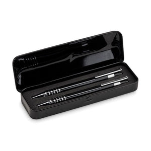 Set penna a sfera e matita Nero - personalizzabile con logo