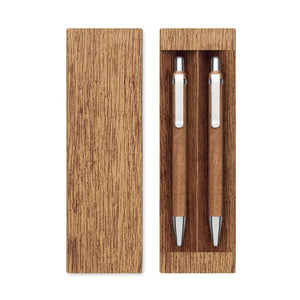 Set penna e matita in legno natural - personalizzabile con logo