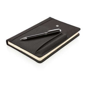 Set penna e taccuino nero - personalizzabile con logo