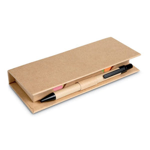 Set penna in custodia cartone beige - personalizzabile con logo