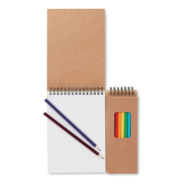 Set per colorare con quaderno beige - personalizzabile con logo