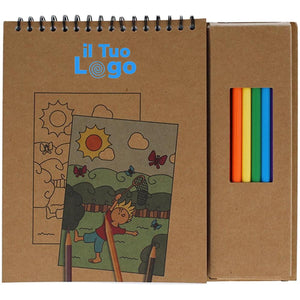 Set per colorare con quaderno beige - personalizzabile con logo