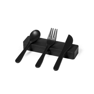 Set Posate Florax nero - personalizzabile con logo