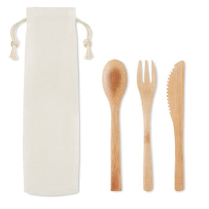 Set posate in bamboo beige - personalizzabile con logo