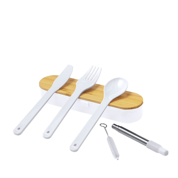 Set Posate Milner bianco - personalizzabile con logo