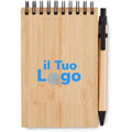 Set quaderno A6 in bamboo Nero - personalizzabile con logo