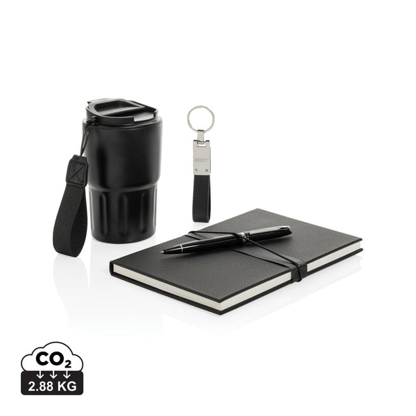 Set regalo business deluxe kit con bicchiere RCS nero - personalizzabile con logo