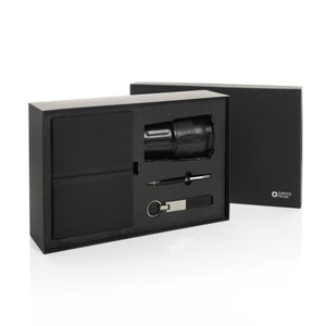 Set regalo business deluxe kit con bicchiere RCS nero - personalizzabile con logo