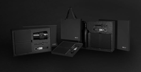 Set regalo business deluxe kit con bicchiere RCS nero - personalizzabile con logo