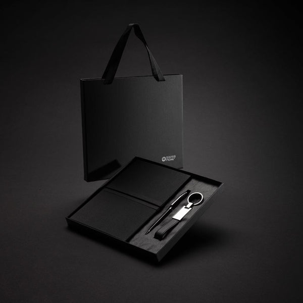 Set regalo business kit certificato RCS nero - personalizzabile con logo