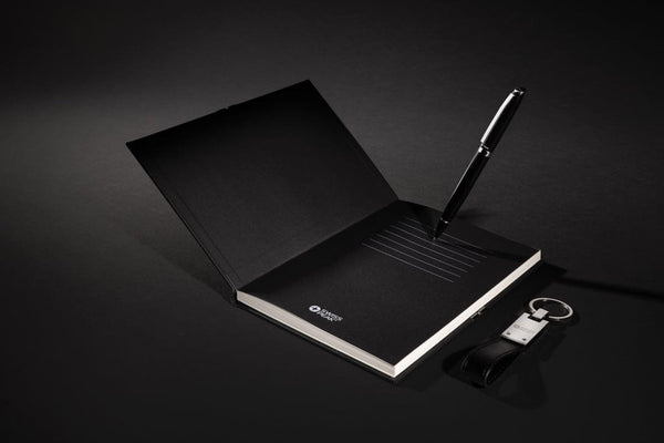 Set regalo business kit certificato RCS nero - personalizzabile con logo