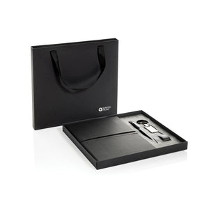 Set regalo business kit certificato RCS nero - personalizzabile con logo