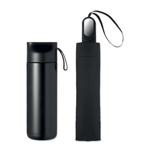 Set regalo da 2 pezzi borraccia e ombrello Nero - personalizzabile con logo