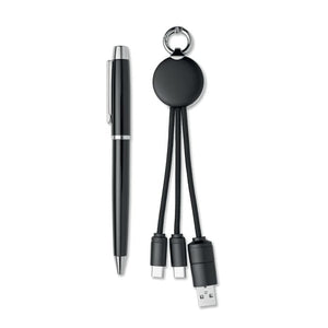 Set regalo da 2 pz in scatola Nero - personalizzabile con logo