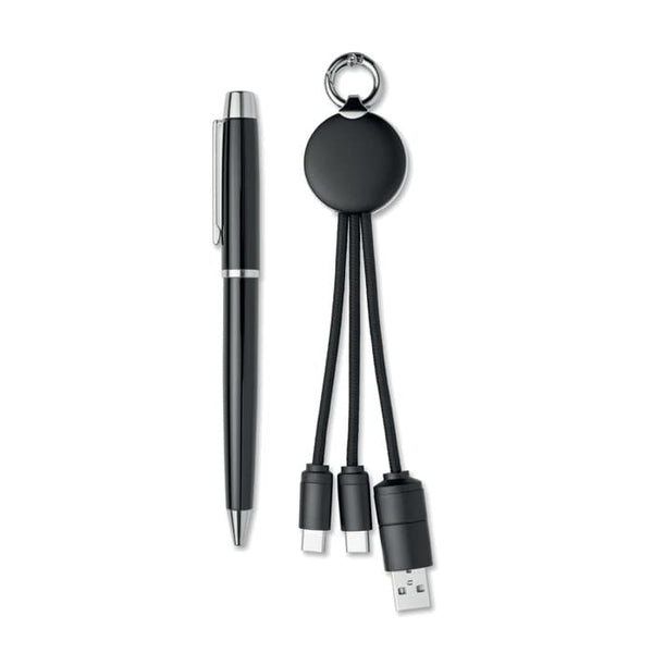 Set regalo da 2 pz in scatola Nero - personalizzabile con logo