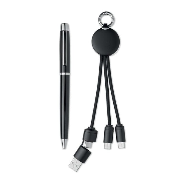 Set regalo da 2 pz in scatola Nero - personalizzabile con logo