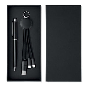 Set regalo da 2 pz in scatola Nero - personalizzabile con logo