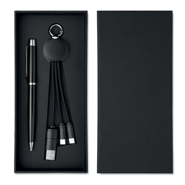 Set regalo da 2 pz in scatola Nero - personalizzabile con logo