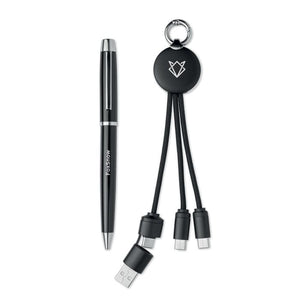 Set regalo da 2 pz in scatola Nero - personalizzabile con logo