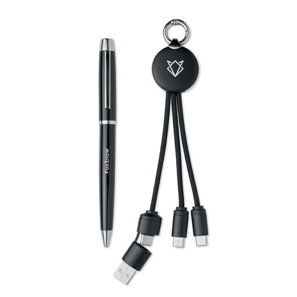 Set regalo da 2 pz in scatola Nero - personalizzabile con logo