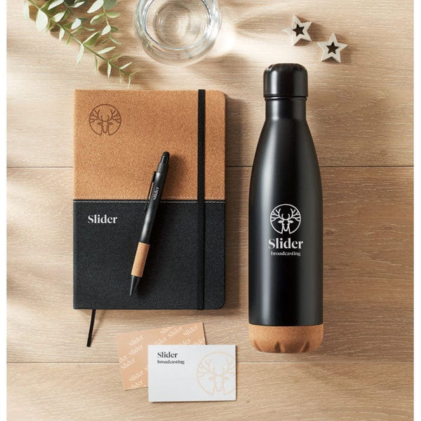 Set regalo da 3 pz in scatola Nero - personalizzabile con logo