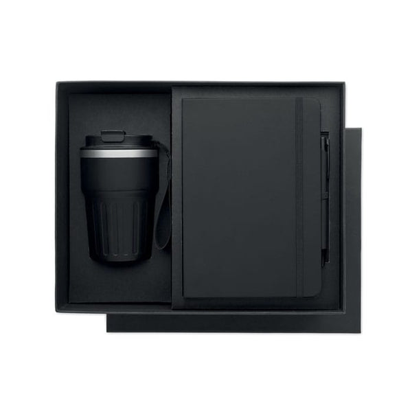 Set regalo da 3 pz in scatola Nero - personalizzabile con logo