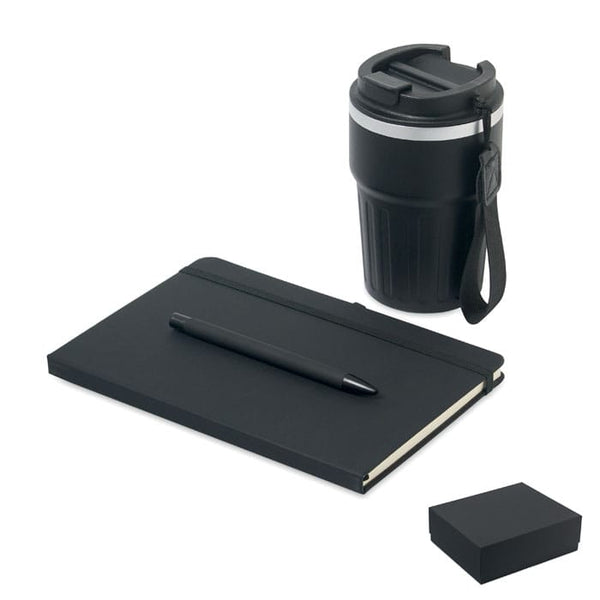 Set regalo da 3 pz in scatola Nero - personalizzabile con logo