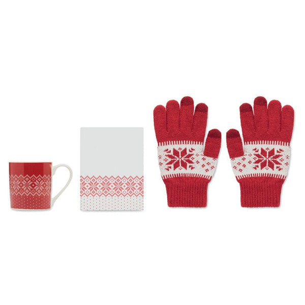 Set regalo natalzio con guanti e tazza Rosso - personalizzabile con logo