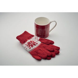 Set regalo natalzio con guanti e tazza Rosso - personalizzabile con logo