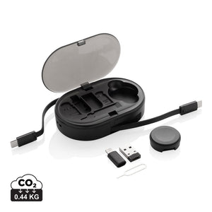 Set ricarica Multi-functional 60W Chargevix in rPlastica RCS nero - personalizzabile con logo