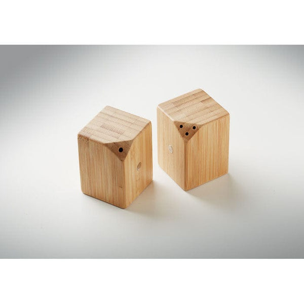 Set sale e pepe in bambù natural - personalizzabile con logo