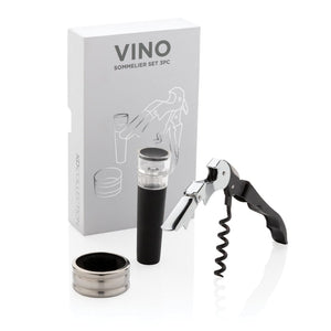 Set sommelier Vino 3 pezzi color argento - personalizzabile con logo