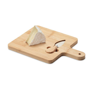 Set tagliere da formaggio con manico beige - personalizzabile con logo