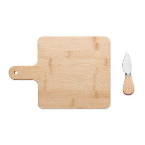 Set tagliere da formaggio con manico beige - personalizzabile con logo