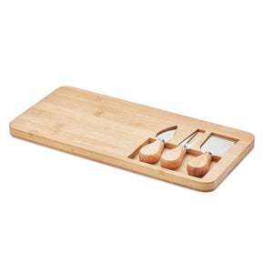 Set tagliere da formaggio beige - personalizzabile con logo